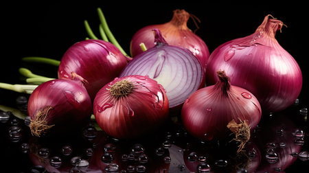 A few onions in advertising style high quality photographyの素材
