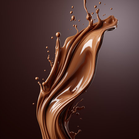 Chocolate splash, isolated on dark background. 3d rendering.の素材