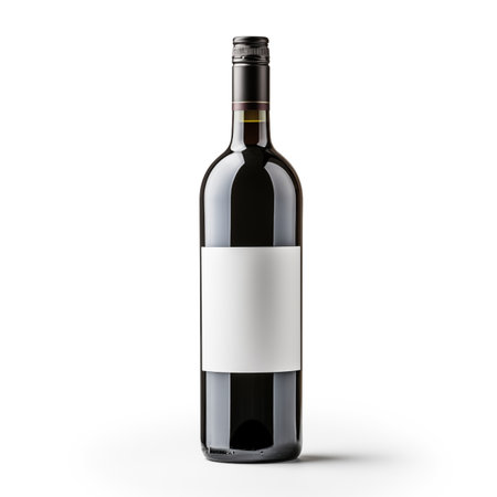 Capture the essence of sophistication with this standing wine bottle mockup. Isolated on a pristine white background, this high-quality image provides an ideal canvas for showcasing your wine label or brandingの素材