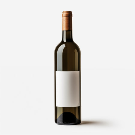 Capture the essence of sophistication with this standing wine bottle mockup. Isolated on a pristine white background, this high-quality image provides an ideal canvas for showcasing your wine label or brandingの素材