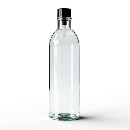 Mockup featuring a large glass pump bottle Isolated on a clean white backgroundの素材