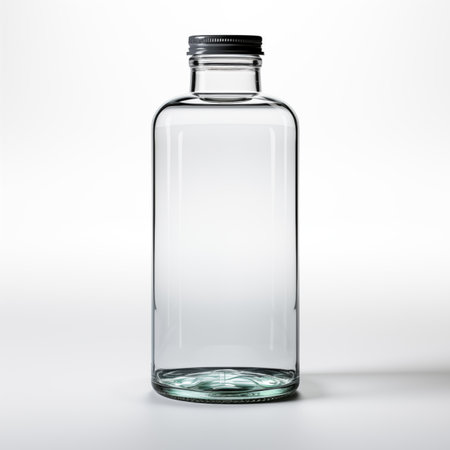 Mockup featuring a large glass pump bottle Isolated on a clean white backgroundの素材