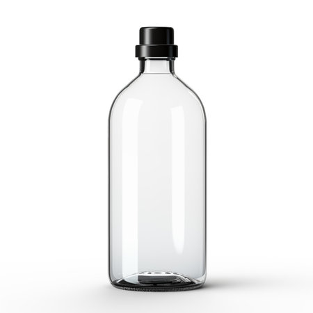 Mockup featuring a large glass pump bottle Isolated on a clean white backgroundの素材