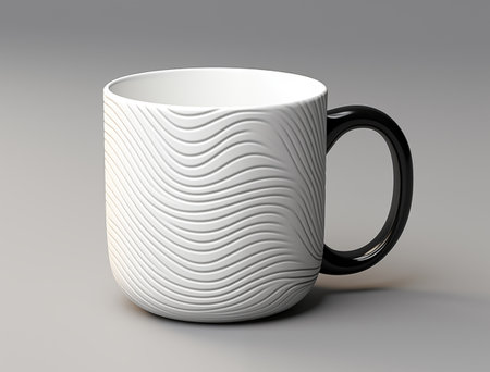 White cup isolated on gray background. 3d render. Mock upの素材