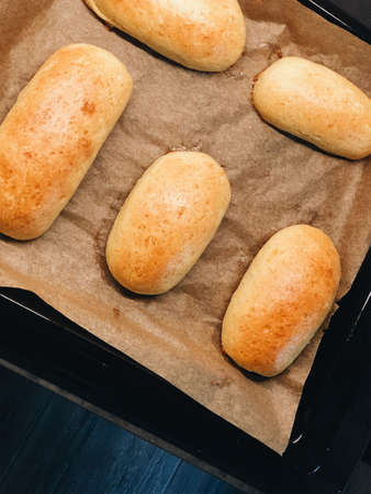 homemade semolina sandwich bunsの写真素材