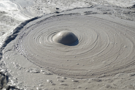 Mud volcano from Romania, refers to formations created by geo-exuded slurries usually including...
