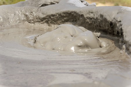 Mud volcano from Romania, refers to formations created by geo-exuded slurries usually including...