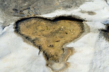 Heart shape created natural in marbleの写真素材