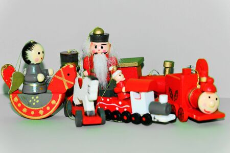 Wood ornaments for Christmasの写真素材