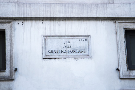 Via delle Quattro Fontane is a street in Rome that leads from Piazza Barberini to Via Nazionale. The name derives from the Quattro Fontane, created at the behest of Pope Sixtus Vの写真素材