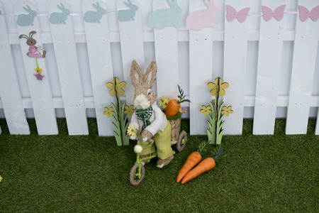 Easter decoration for photo sessions, rabbits in the garden