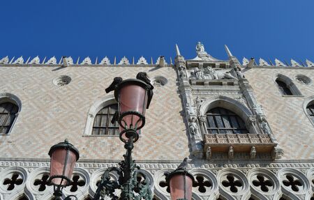 The Doge's Palace, Palazzo Ducale, Venice, Italy - facade architectural detailsのeditorial素材