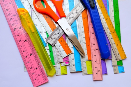 cut tool and many rulerの写真素材