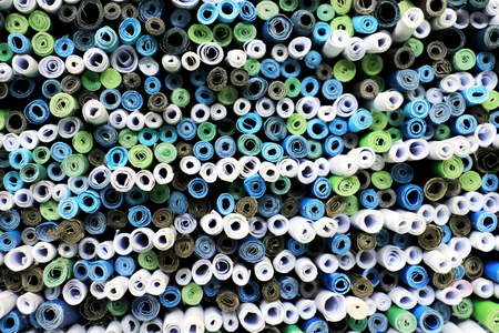 Top view rolls papers. close up of the wallpaper rolls papers texture.