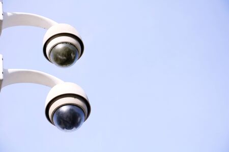CCTV security camera operating in home. Image of CCTV security camera on background. cctv ball on...