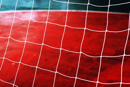 Football net and field football.Red  and net on gate football.の写真素材