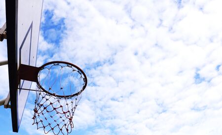 Basketball hoops. Basketball hoops on blue sky. 