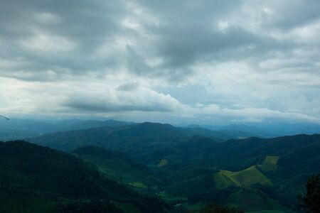 In national park Thailand landscape.Mountain and blue sky. Cloudy and trees,fresh air,good time.Doi...