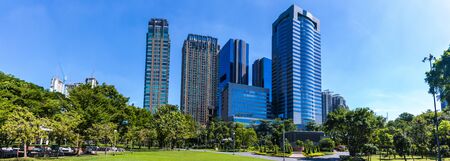 Panorama photo building and public park in Bangkok Thailand.の写真素材