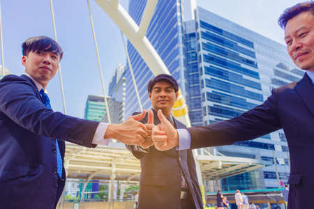 Business teamwork hand. My partner Business they are show hand teamwork  ,Success and together. Photo concept business and teamwork.の写真素材