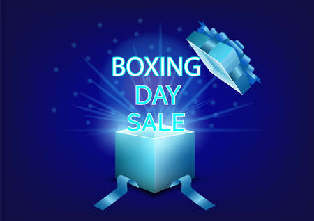 Boxing open day sale.Creative gift of boxing day for sale symbol.promotion,poster,social media, marketing, celebration,champagne,gift,happy,Vector concept champagne and Discount .の写真素材