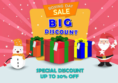 Boxing open day sale.Creative gift of boxing day for sale symbol.promotion,poster,social media, marketing, celebration,champagne,gift,happy,Vector concept champagne and Discount .の写真素材
