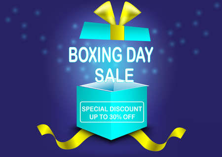 Boxing open day sale.Creative gift of boxing day for sale symbol.promotion,poster,social media, marketing, celebration,champagne,gift,happy,Vector concept champagne and Discount .のイラスト素材