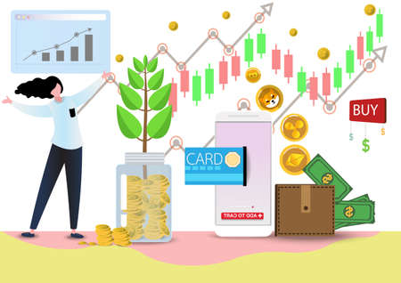 The sign or symbol of bitcoin.Cryptocurrency with and fall graph for bitcoin.Blockchain technologies,bitcoins,altcoins,finance digital money market,Vector banner and Digital cryptocurrency concept.のイラスト素材