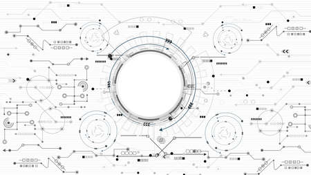 Abstract  technology background.Vector circle and electricity line with blue electronic cycle.Digital data , circuit board, Scientific background,Digital art and Abstract background concept.のイラスト素材