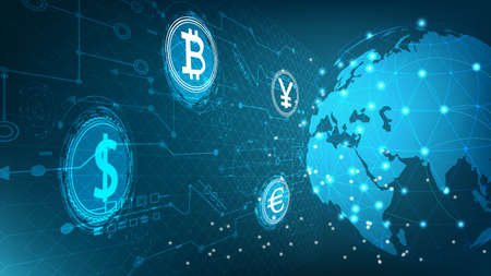 World money with financial communications.の写真素材
