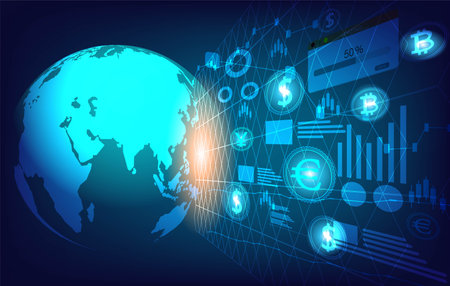 World money with financial communications.の写真素材