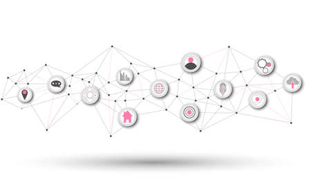 Network communication technology for global.Data network communication in the global computer networks.telecommunication, earth cryptocurrency.Vector modern technology and communication concept.のイラスト素材