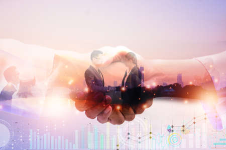 In the morning sunrise in to sky. Early morning sunrise over the river and building.Photo landscape Bangkok Thailand.の写真素材