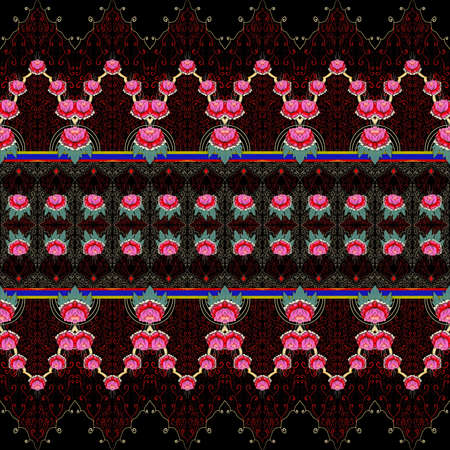 Beautiful seamless pattern handmade ikat art.folk embroidery and Mexican style. Aztec geometric art...