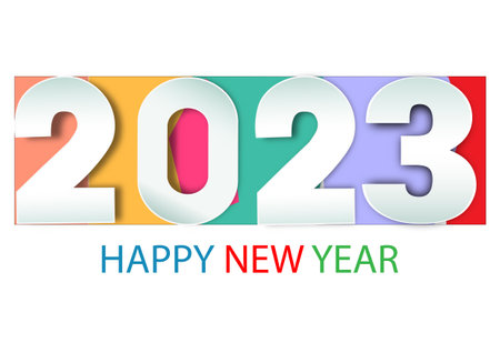 2023 happy new year.Paper cut 2023 word for new year festival.card,happy,Vector concept luxury designs and new year celebration.のイラスト素材
