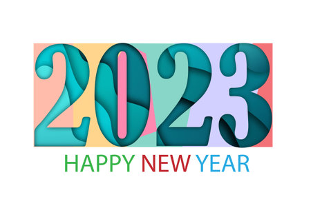 2023 happy new year.Paper cut 2023 word for new year festival.card,happy,Vector concept luxury...