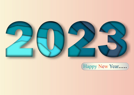 2023 happy new year.Paper cut 2023 word for new year festival.card,happy,Vector concept luxury...