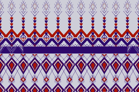 Beautiful seamless pattern handmade ikat art. folk embroidery and Mexican style. Aztec geometric art ornament print.photo mandalas pattern and Background concept.の写真素材