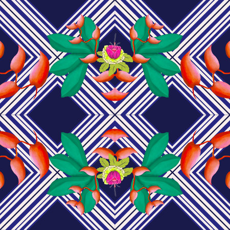Beautiful seamless pattern handmade ikat art.folk embroidery and Mexican style. Aztec geometric art ornament print. photo mandalas pattern and Background concept.の写真素材