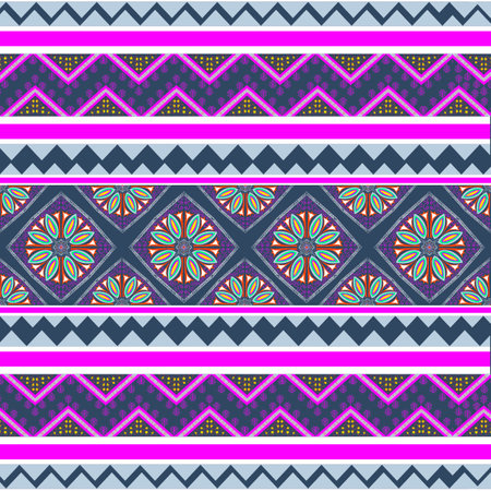 Beautiful seamless pattern handmade ikat art.folk embroidery and Mexican style. Aztec geometric art ornament print. photo mandalas pattern and Background concept.の写真素材
