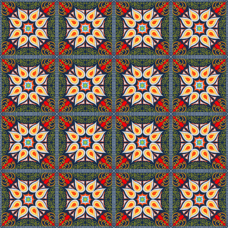 Beautiful seamless pattern handmade ikat art.folk embroidery and Mexican style. Aztec geometric art ornament print. photo mandalas pattern and Background concept.の写真素材