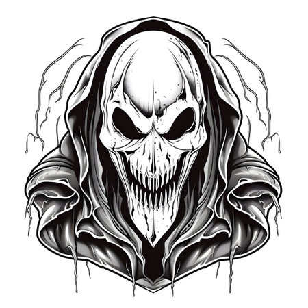 Graphic skull.Detailed human skull with jacket. merchandise t-shirt, stickers and label designs, poster.の素材
