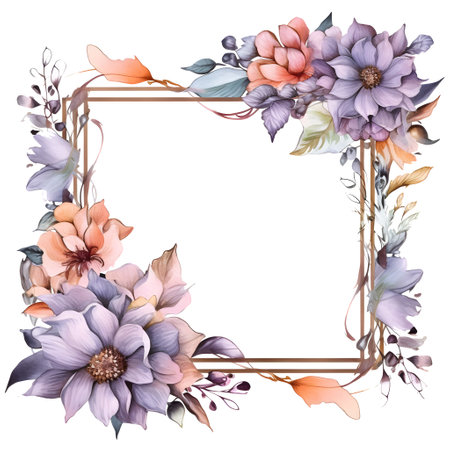 Hand drawn watercolor painted frame with tropical green leaves and branches. Floral Design elements, Healing Herbs for cards, wedding invitation, posters, Generative AI illustration.の素材