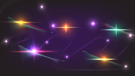 Grid of vector abstract graphic light patterns.Digital frequency Curved wavy line,smooth stripe. modern background and modern neon waves style.の写真素材