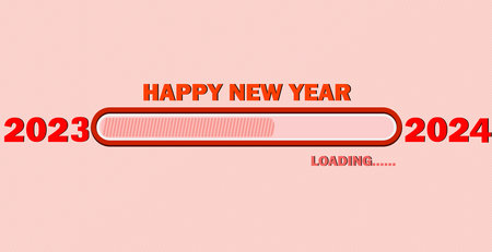 Vecter of loading with new year 2023 bar.Transfer Download to 2024 year.Digital data,circuit board,...