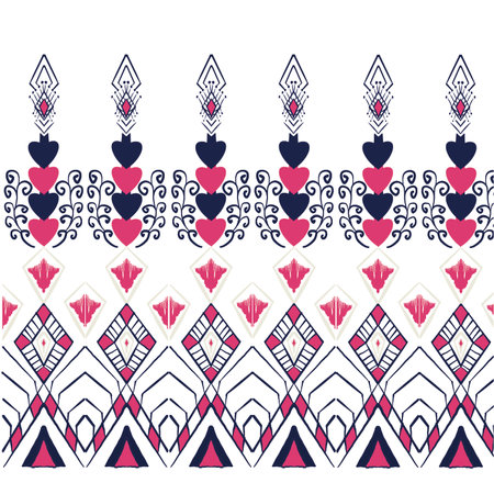Beautiful seamless pattern handmade ikat art.folk embroidery and Mexican style. Aztec geometric art ornament print. photo mandalas pattern and Background concept.の写真素材