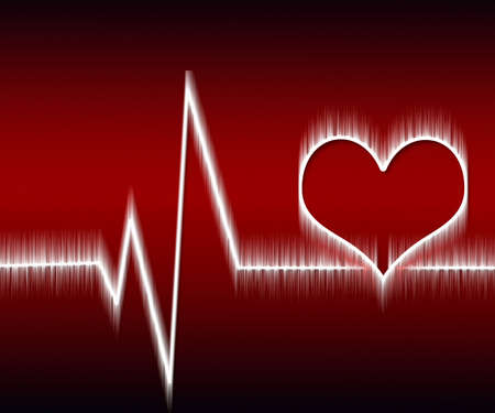 heart and heartbeat symbol on reflective surface 