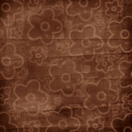 Old Crumpled Paper Background With Flowersの写真素材