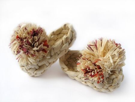  bast shoes isolated on white backgroundの写真素材