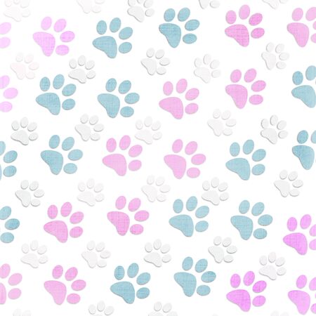 Animal paws border over white backgroundの写真素材